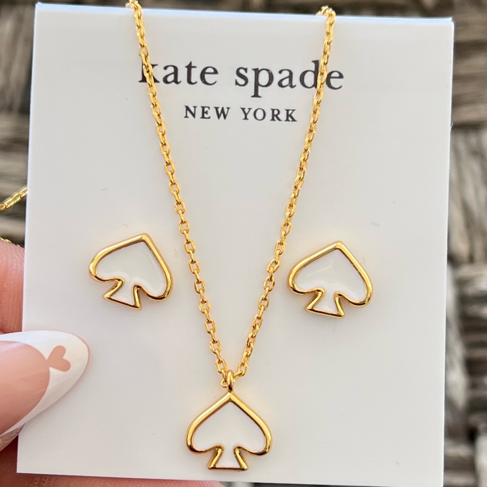 Kate Spade Everyday Spade Enamel Necklace & Earrings Set